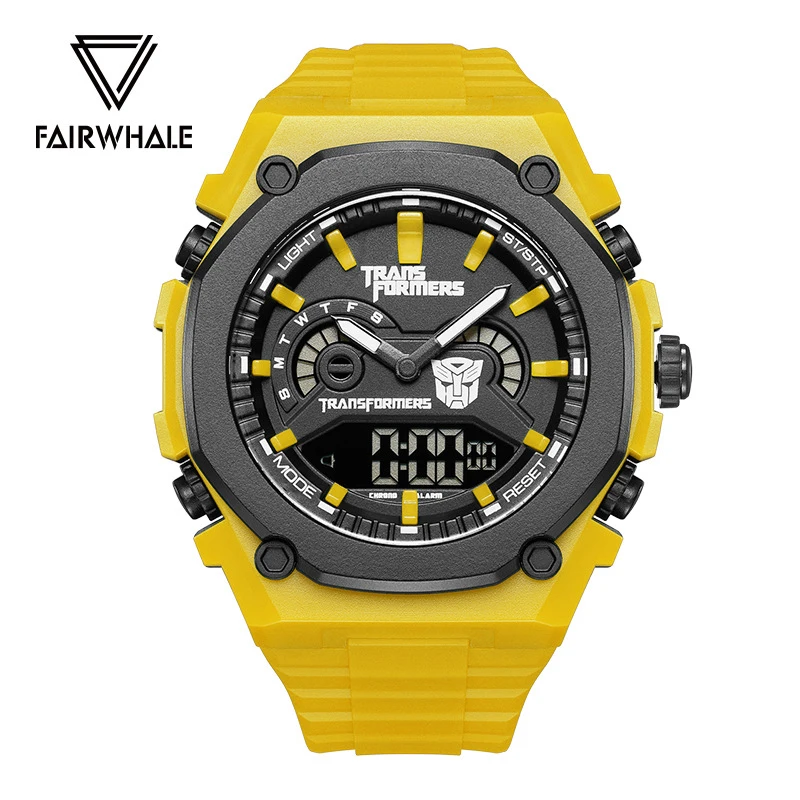 Mark Fairwhale Luxury Men's Quartz Watch Dual Display Sports Chronograph 100M Waterproof Diving Digital Luminous Wristwatch Men