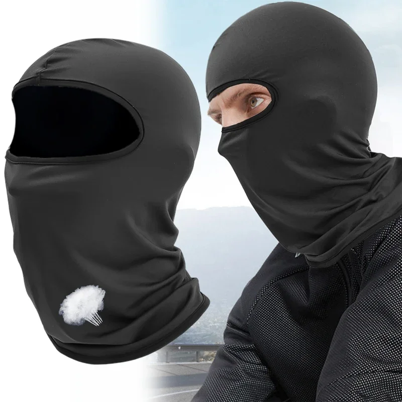 Summer Black Sun Protection Ice Silk Headgear Breathable Windproof Full Face Mask Outdoor Riding Protection Hood Neck Scarf