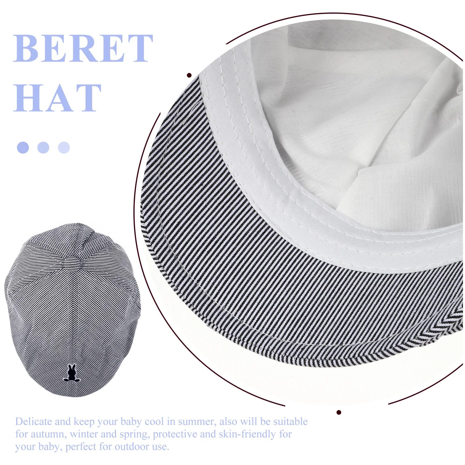 

Baby Rabbit Beret Hat Lightweight Washable Kids Bunny Hat Breathable For Toddler Summer Winter Spring Outdoor Daily Wear