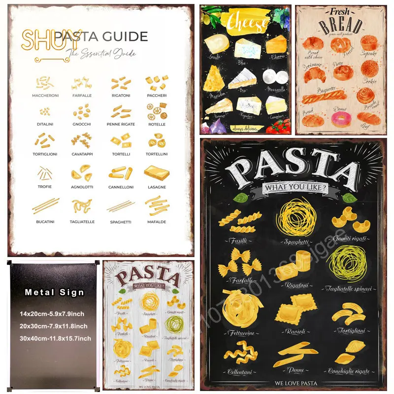 

Металлический жестяной ретро-знак для еды, постеры для макаронных изделий, Настенный декор, декор для кафе, клуба, торгового центра, ресторана, фестиваля, детской комнаты, украшение для дома