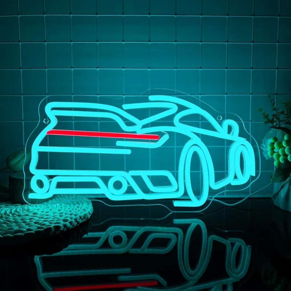 

Blue Sports Car Neon Sign Dimmable LED Trendy Sports Car Shape Garage Neon Light for Garage Bar Game Room Bedroom Man Cave Gifts