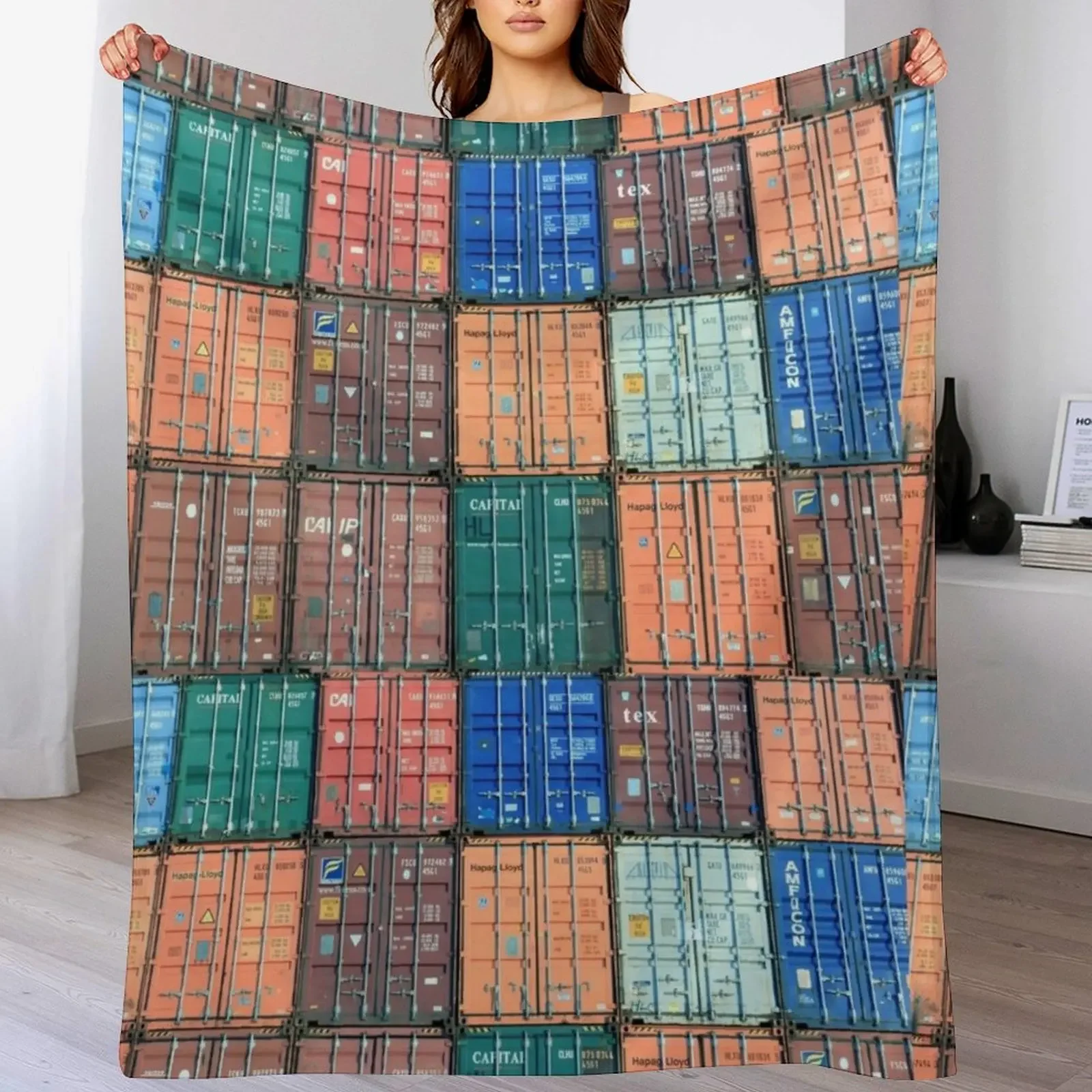 For the Love of Shipping Containers Throw Blanket Soft Cozy Blanket for Pet Kids Adults