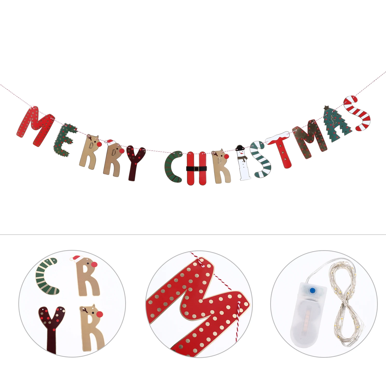 

Flashing Christmas Colorful Flag Ornament Coated Paper Hanging Decoration Props