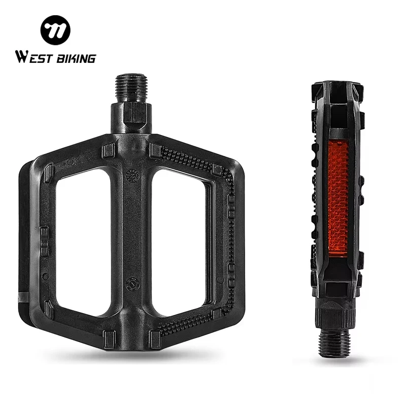 

WEST BIKING 1 Pair High Quality Portable MTB Bike Bicycle Pedals Plastic Road Bike Double DU Pedals Cycling Mountain Bike Parts
