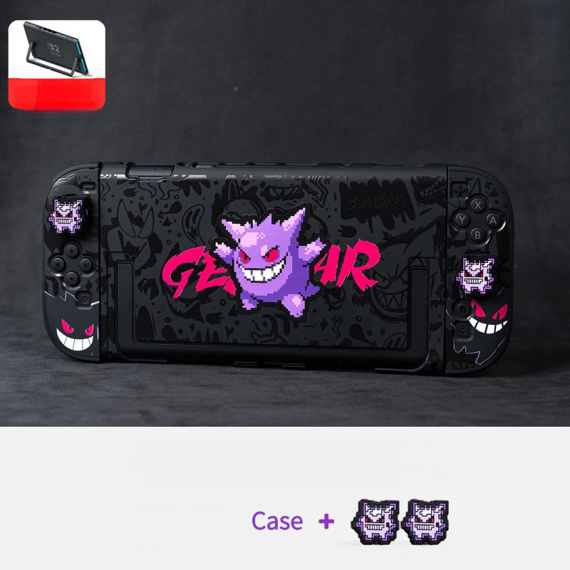 Anime Pokemon Gengar Houder Case Voor Nintendo Switch 2 Cartoon Afneembare Handgreep Houder Beschermhoes Grip Cap Game Accessoires