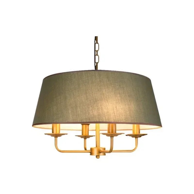 

SANDYHA American Style Iron Art Pendant Lights Fabric Lampshade Led Lamps Living Room Decoration Dining Table Lighting Fixtures