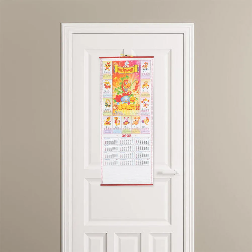 

2Pcs 2025 Year of The Snake Hanging Scroll Calendar High Definition Rattan Imitation Clear Aesthetic Monthly Planner
