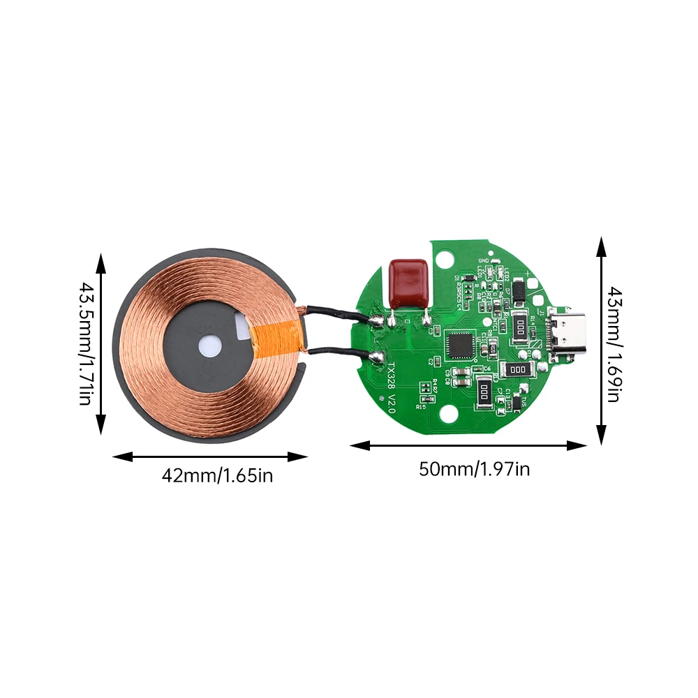 وحدة شاحن لاسلكي سريع الشحن ، نوع-C ديي ، الملحقات القياسية ، الارسال ، لوحة الدوائر ، 5 واط ، 10 واط ، 15 واط