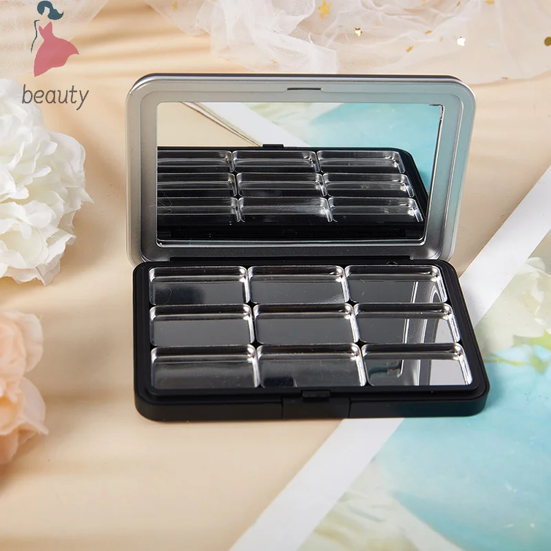 Paleta de Sombras Vazia para Mulheres e Meninas, Prato de Armazenamento de Maquiagem com Espelho, Caixa DIY Iniciantes, Eye Shadow Storage Tools