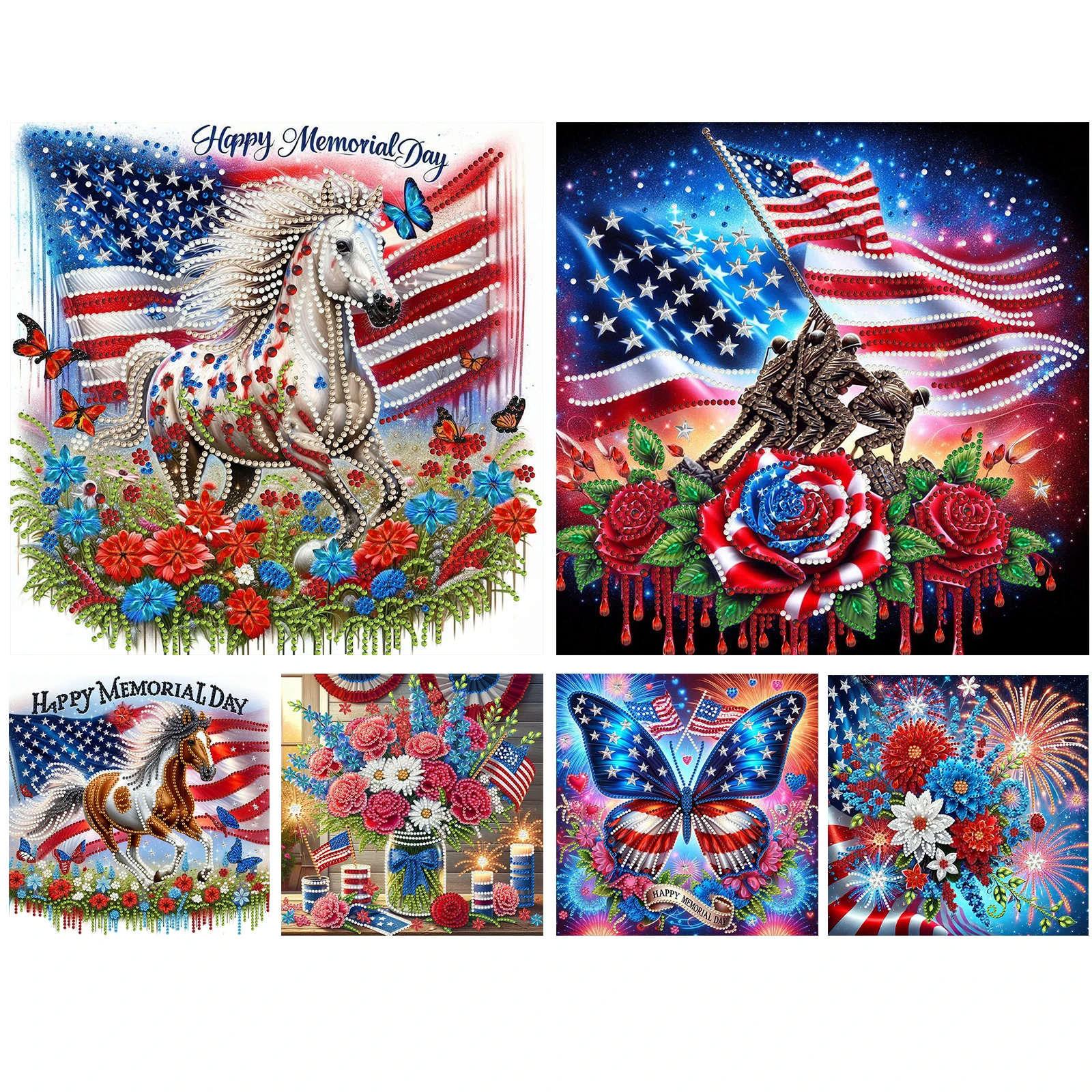 

US Independence Day DIY Special Shape Drill Art Craft Pearl Diamond Painting with Frame 25x25cm Diamond Art Pearl Painting Kit