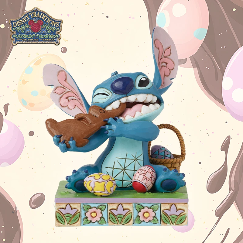 

13cm Genuine Enesco Disney Stitch And Chocolate Rabbit Action Figure Desk Decor Ornament Lilo And Stitch Collectible Model Toy