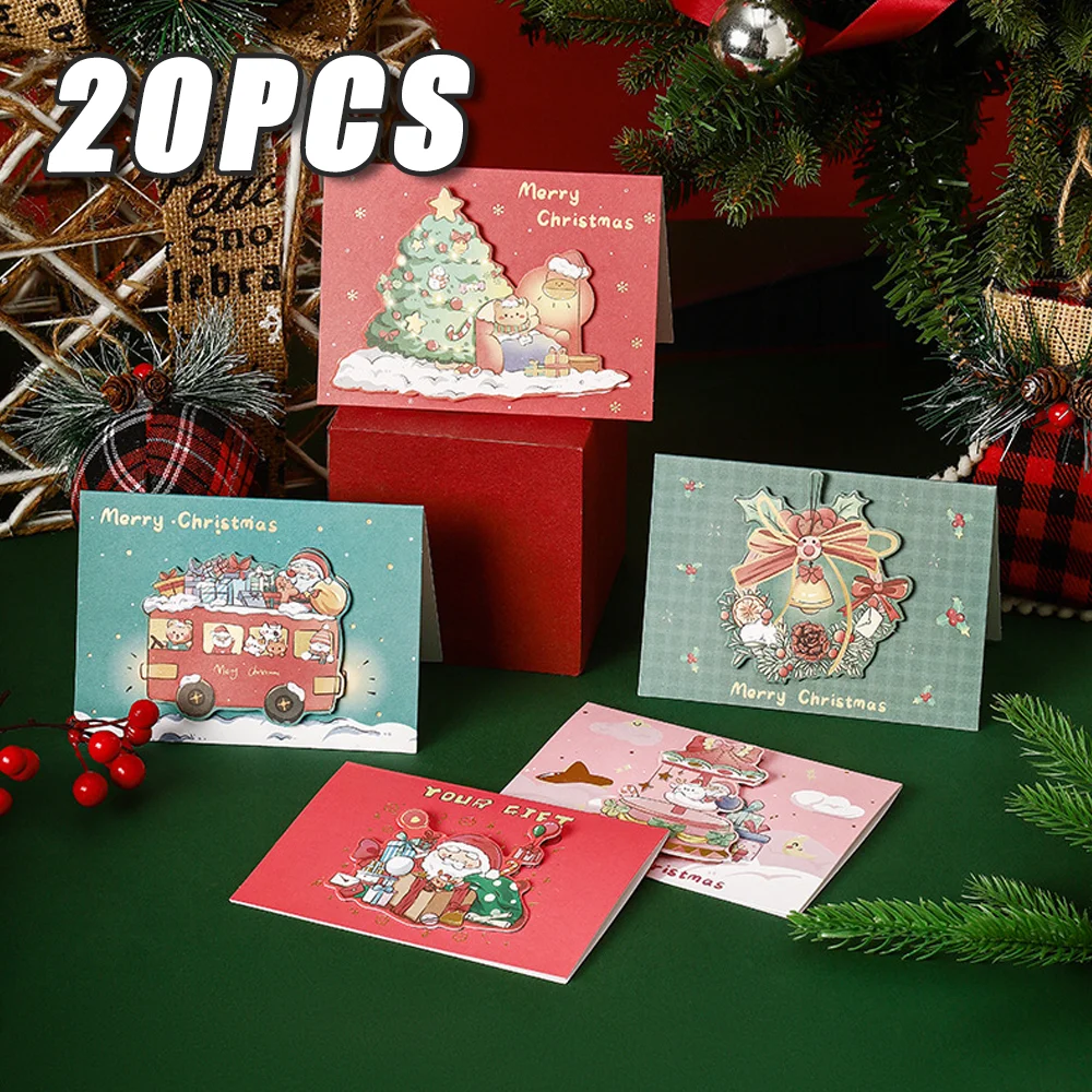 20PCS Christmas Greeting Card Three-Dimensional Creative Small Card Florist Baking To Send Classmates Gift Small Card