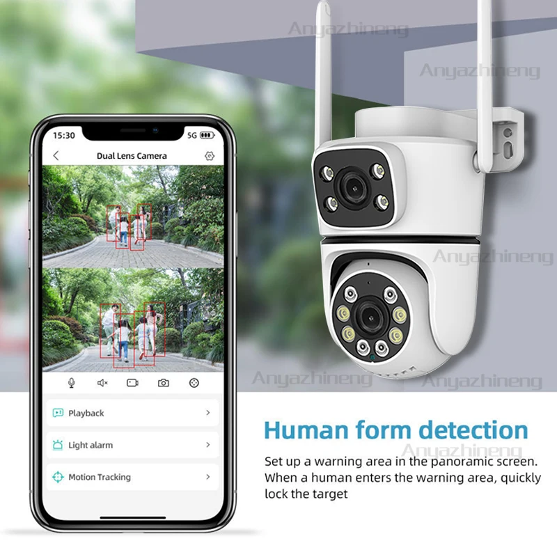 كاميرا CCTV للمنزل والخارجي/داخلي مع إنذار كشف الحركة وصوت ثنائي الاتجاه ومراقبة عن بعد ورؤية ليلية بالأشعة تحت الحمراء والفيديو