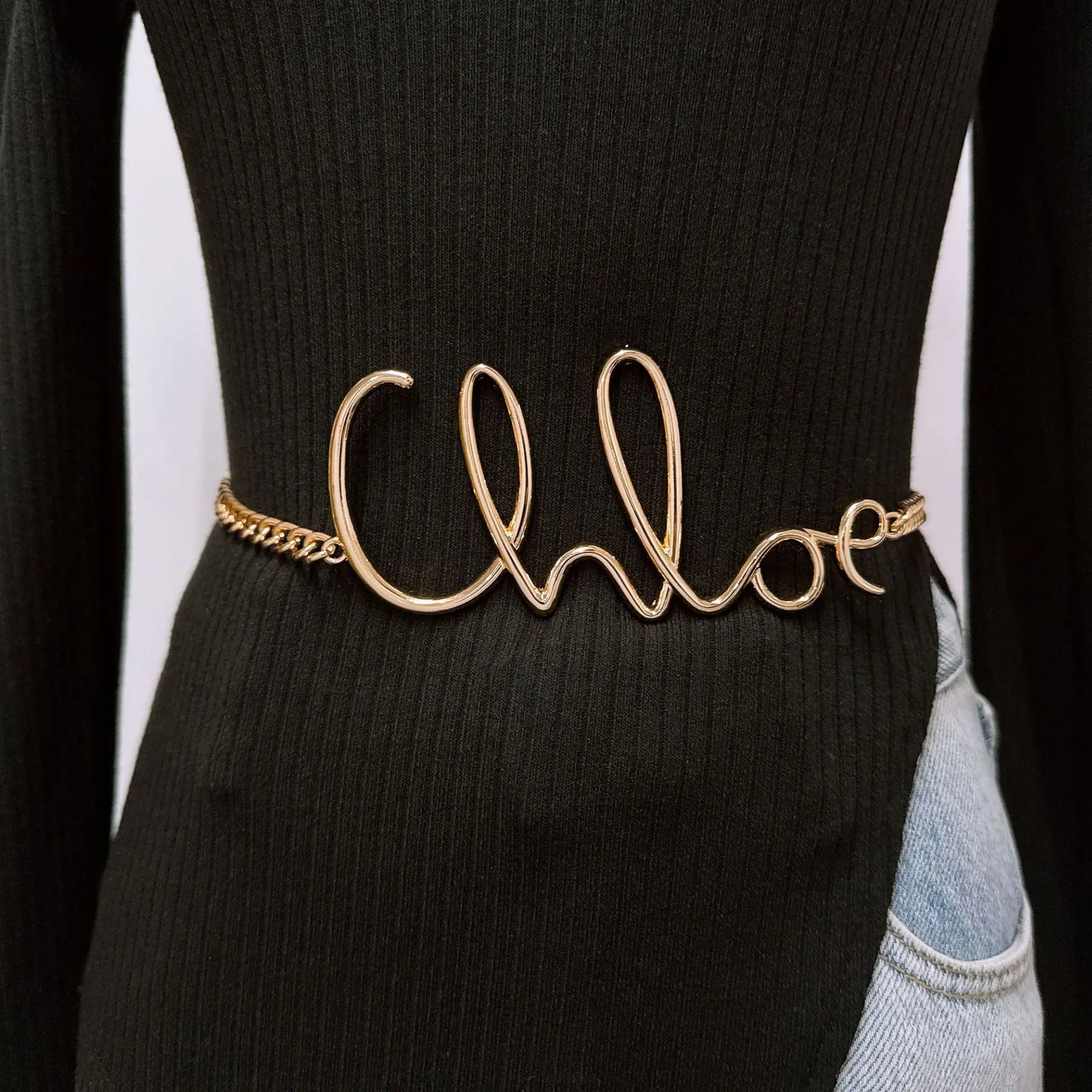 الفاخرة الحد الأدنى إلكتروني الخصر سلسلة الرجعية حار فتاة المعادن سحر حزام أنيق سلسلة حزام امرأة الموضة