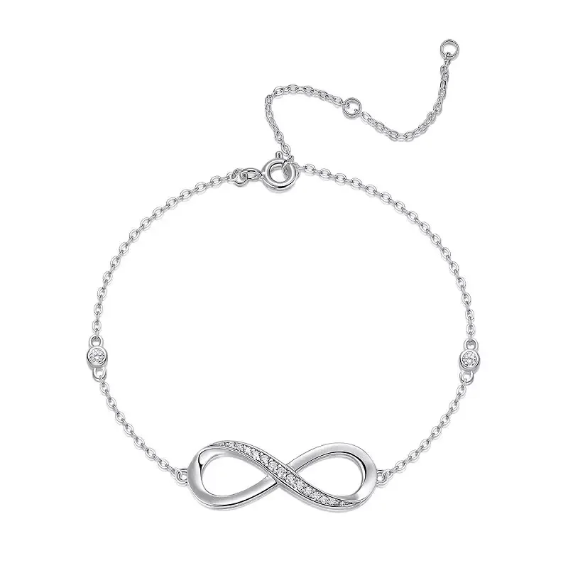 925 Silver D Color Moissanite Infinited Bracelet for Women Fine Jewelry Bling Charm Bracelets Bangle Pass Diamond Tester Gift
