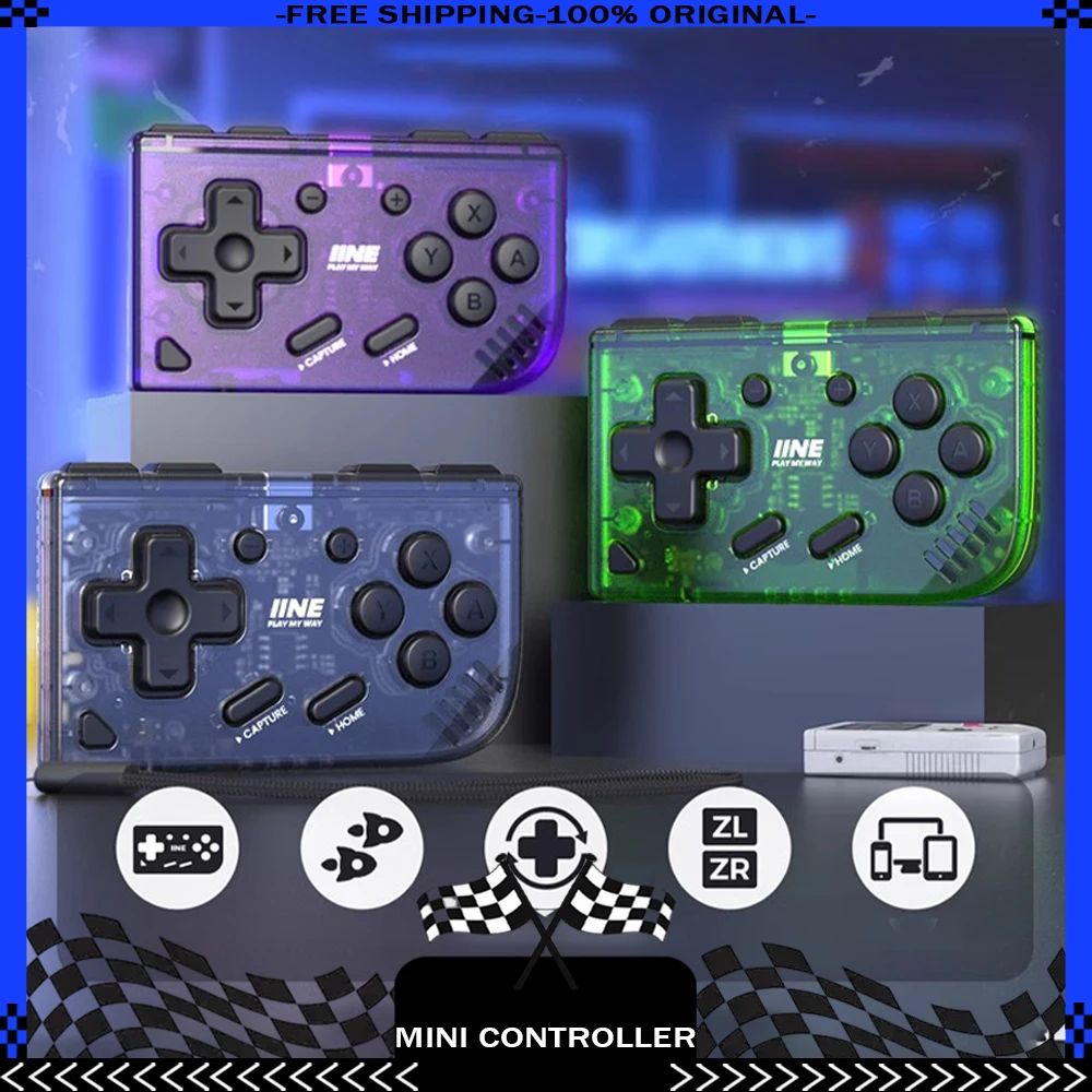 IINE Mini Retro Ananke Controller/ Turbo Function Interchangeable Joystick D-Pad Multi-Platform Controllers Handheld Game Custom