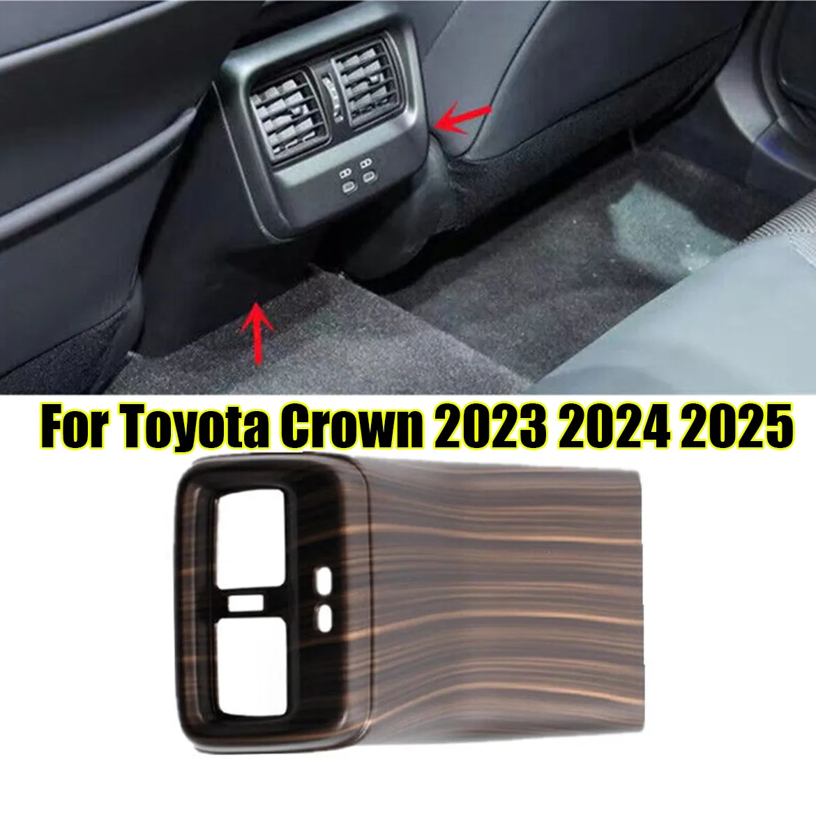 Wood Grain Rear Air Outlet Vent Frame Cover Trim For Toyota Crown 2023 2024 2025