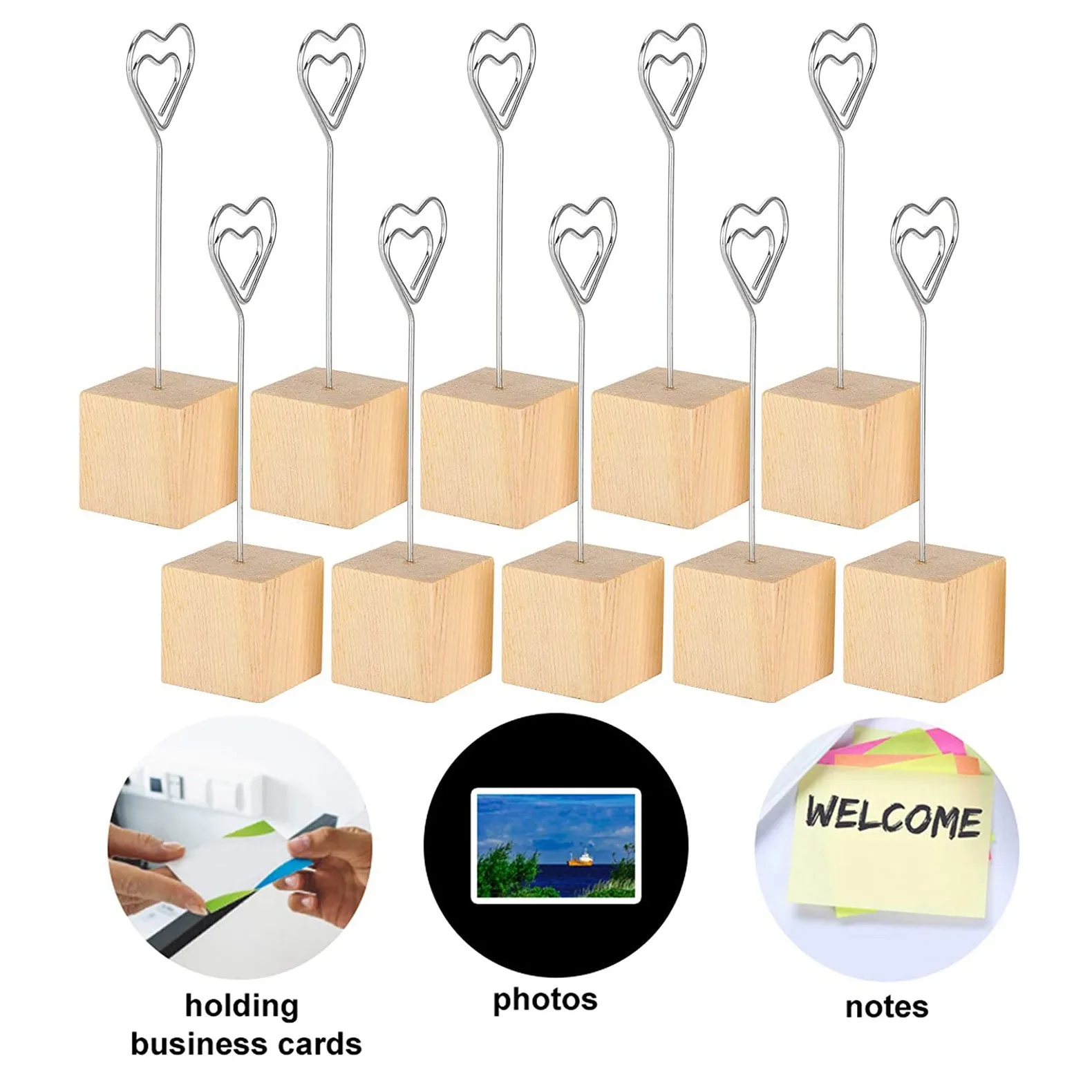 

CS-10 шт. держатель для фотоклипов металлическое сердце деревянные держатели для карточек подставка для заметок для свадебной вечеринки табличка с номерами стола
