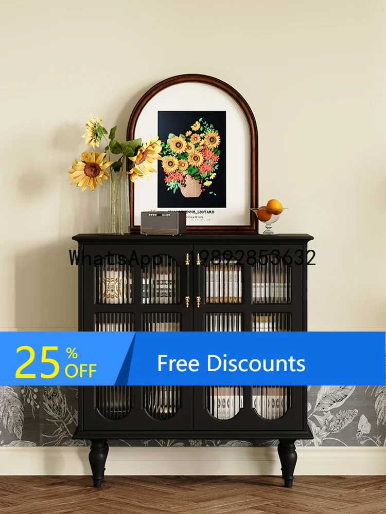 

YFY American Style Sideboard French Light Luxury Dining Cabinet Living Room Wall-Mounted Small Apartment Ultra-Thin Retro