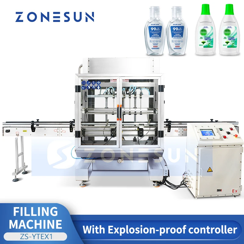 ZONESUN Automatic Explosion Proof Filling Machine Sanitizer Chemical Bottle Liquid Filler Industrial Equipment ZS-YTEX1