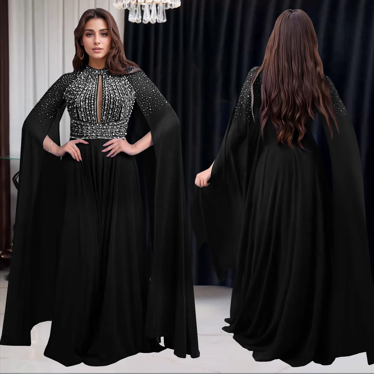 

Customized Women's Adult Fashion Costume Temperament Hot Diamond Sexy Long Dress Banquet Dress Evening Dress Stage Walk Show