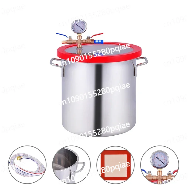 3 Gallon 12L Stainless Steel Vacuum Degassing Chamber Vacuum Defoaming Barrel for Silicone Resin AB Adhesive 25x25CM Acrylic Lid