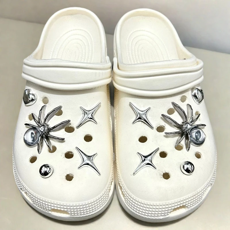 DIY Spider Set Theme Hole Shoe Charms Dark Color Kids Beach Shoe Accessories Gift for Girls Party