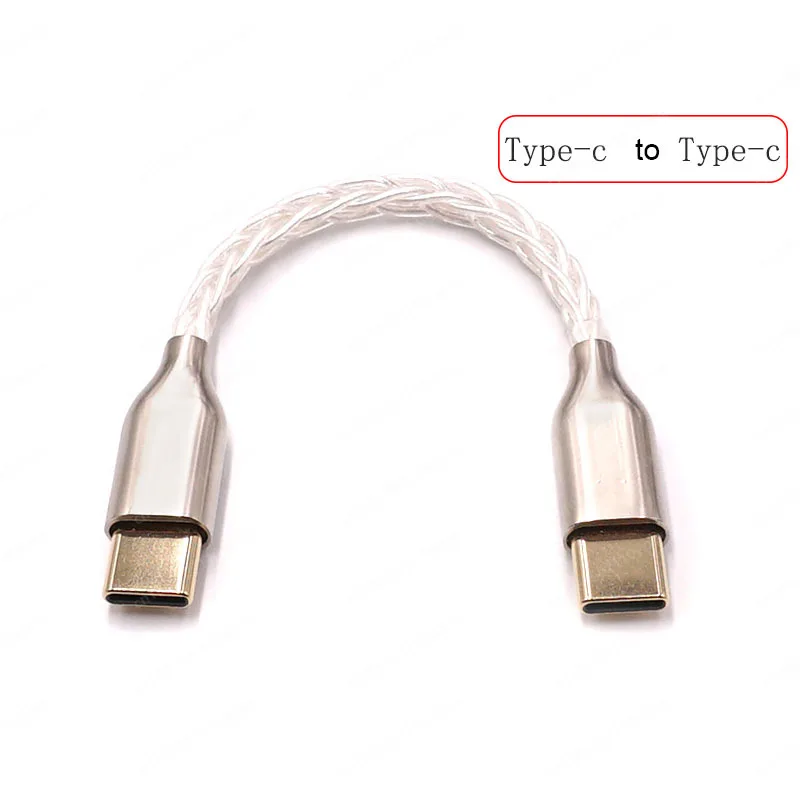 5N sterling silver Audio Cable Type-c to typec to Lightning to Micro USB-A USB-B For HiFi Headphone OTG adapter T0228