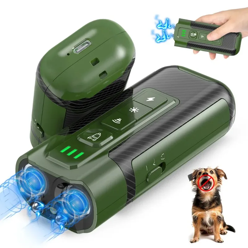

Multifunction 4 Working Modes Outdoor Electric Shock Self-defense Ultrasonic Dog Barking Deterrent Repeller with LED Flashlight