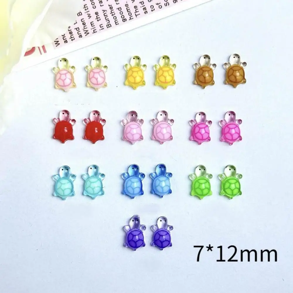 Cartoon Mini Turtle Resin Nail Art Decorations Transparent Colorful Turtle Nail Charms Handmade DIY Earring Nails Accessories