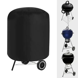 Grill Cover Waterproof Round BBQ Grill Cover Heavy Duty Outdoor Camping Barbecue Charcoal Fire Pit Stove Protection Cover