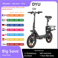DYU C4 Folding Electric Scooter 250W Motor 36V 10AH Battery 14 Inch Tires 25km/h Max Speed, 42km Range, Front & Rear Disc Brakes