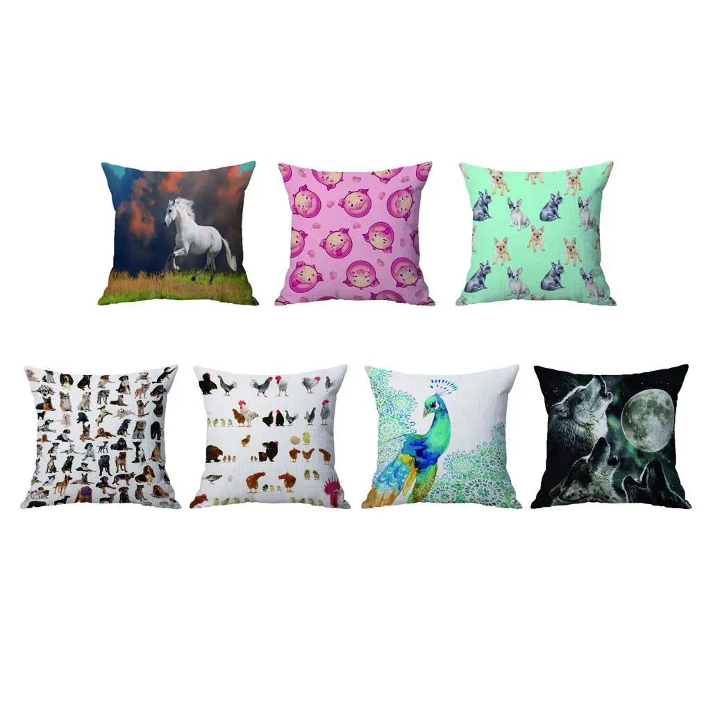 Cartoon Animal Pattern Pillowcase for Kids Decorative Cushion Cover Sofa