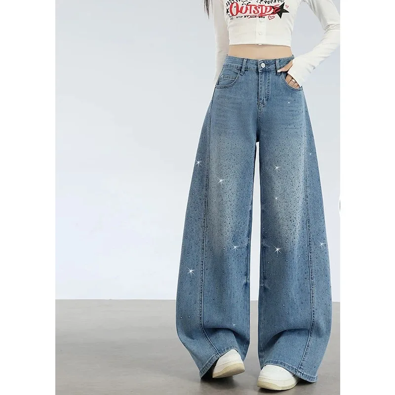 

Y2k Jeans Women Pants Distressed High Waist Flared Trousers Spring New Wide Leg Denim with Stretch