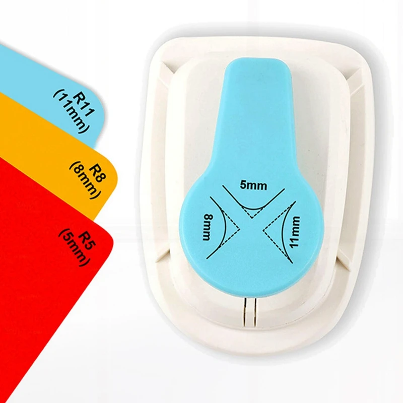 Corner Rounder Mini Corner Trimmer Punch R5/R8/R11mm Round Corner DIY Paper Card Photo Planner Cutting Supplies White+Blue
