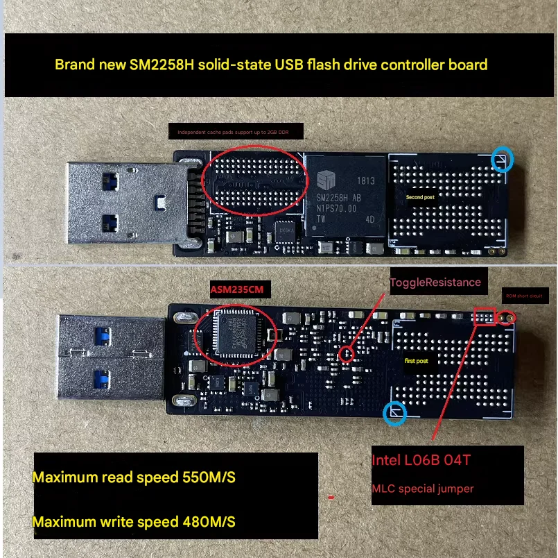 2258H Solid-State USB Drive Mainboard Brand New Board Features Dedicated Cache Pad WTG System Drive