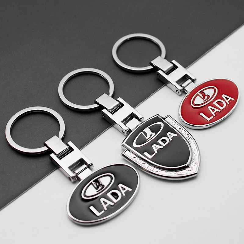 3D Metal Leather Car Styling Emblem Keychain Rings Auto Accessories For Lada Priora Niva Samara Kalina VESTA Granta Largus 2105