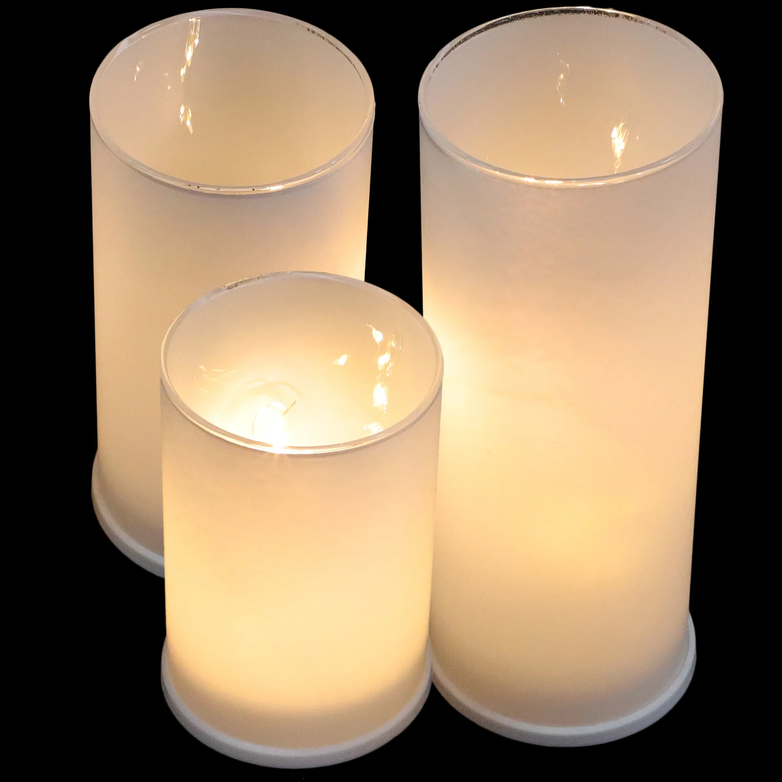 

3 Pcs Electronic Holder Flameless Candles Led Lights White Operated Wedding Party Table Centerpiece