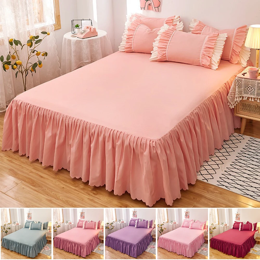 

1/2/3PCS Bed Skirt Skin-friendly Bed Cover Simple Style Mattress Protector Soft Bedspread for Home Includes Pillowcase Bedding