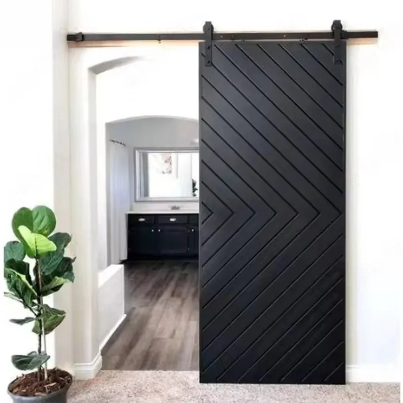 Custom solid wood interior barn door with modern slide kit for living room, bedroom and bathroom