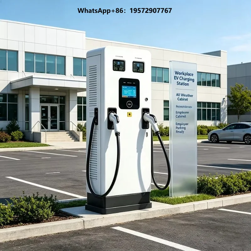 Public Floor Standing EV Charging Station 60kW DC Dual  CCS2 CHAdeMO Outdoor IP54 Charger