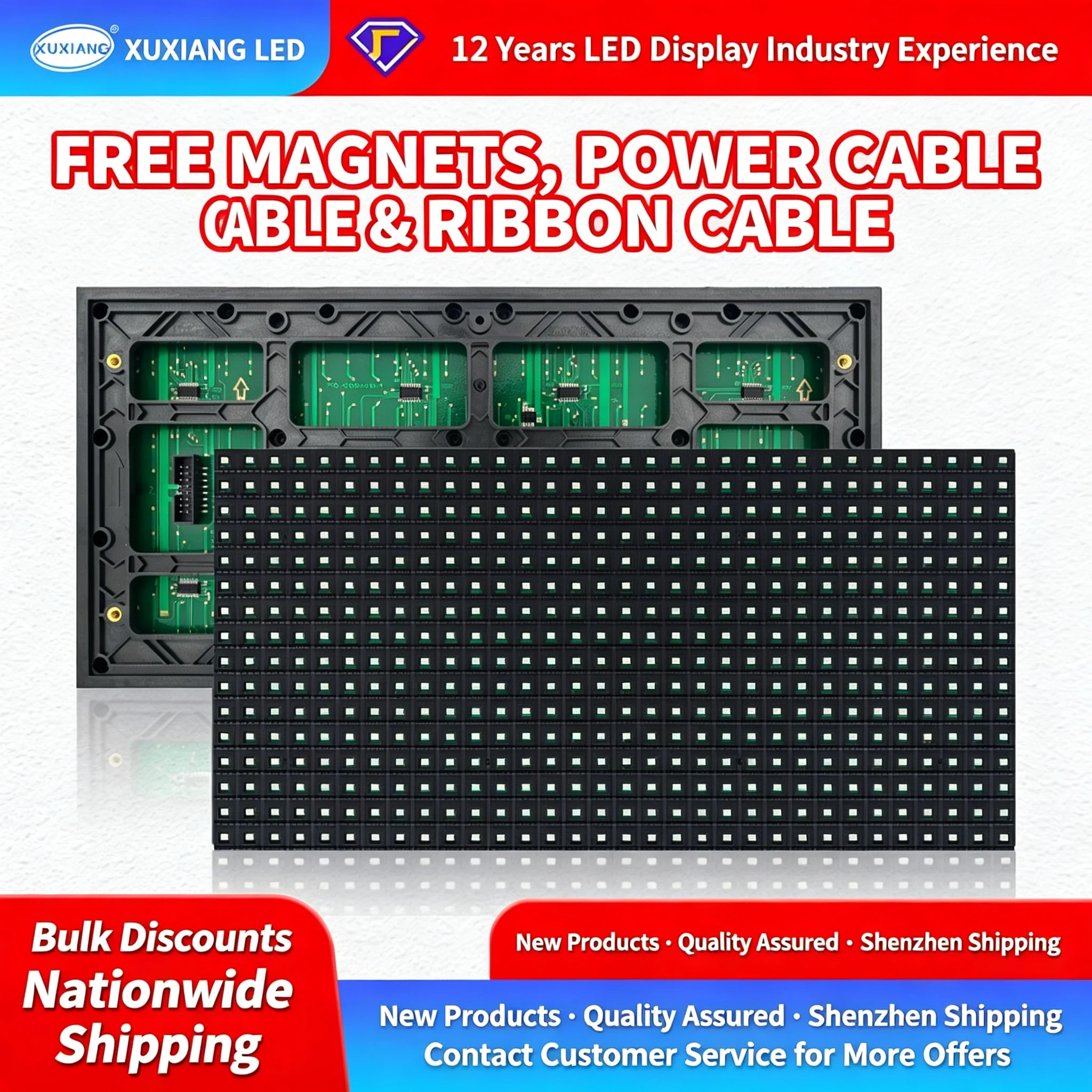 2 Pcs LED Display Module Outdoor Full Color Electronic Advertising Screen Panel LED Board for Outdoor Sign Displays Kit