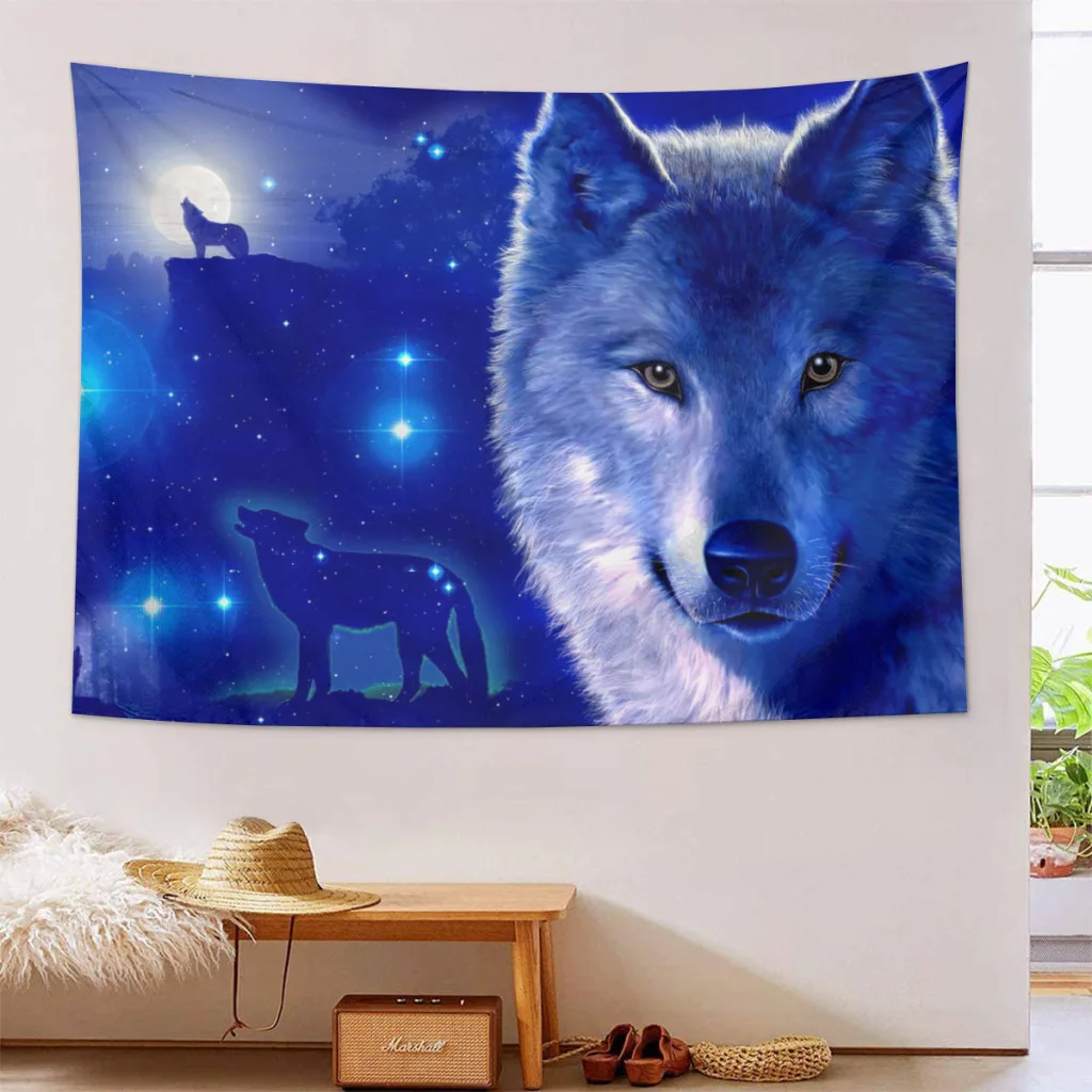 Animal Wolf  Tapestry Aesthetic Room Décor Wall Hogar Decorating