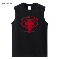 Harajuku Oversized Streetwear Men's Clothing Satan Club Graphic Print Tank Tops Cotton Hip Hop sleeveless Tshirt Gothic Y2k Vest