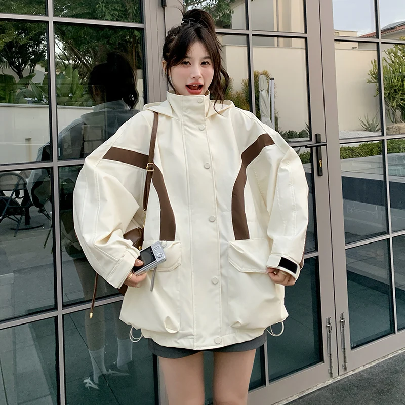 Women's spring and autumn tooling jacket trench coat
