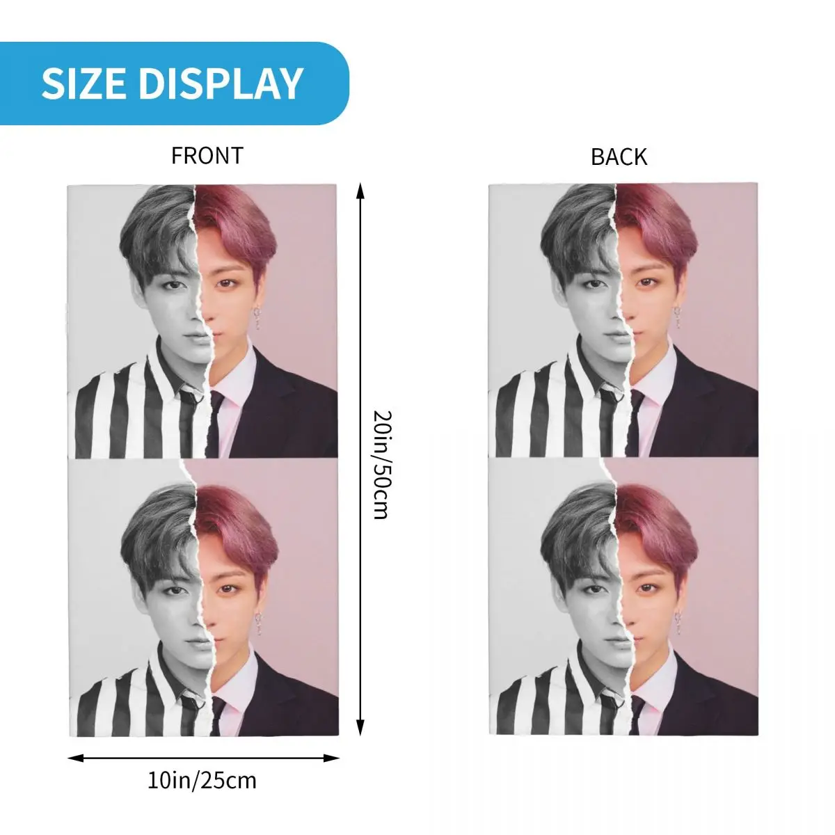 Jungkook-قناع وجه متعدد الاستخدامات من Jungkook-باندانا مطبوع-غطاء رقبة-وشاح ملفوف-قابل للتنفس-بالغ-ركوب