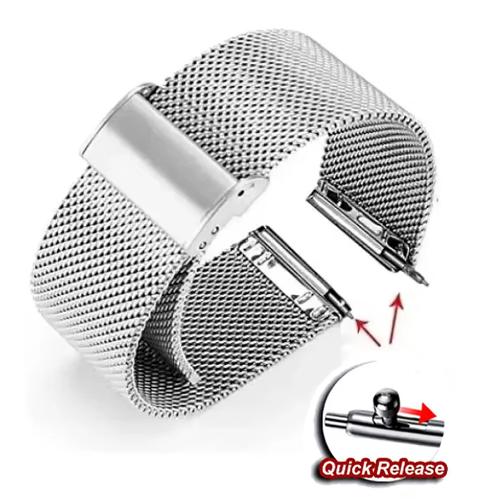 20mm 22mm Stainless Steel Watchband for samsung galaxy watch 7 6 5Pro 4 40mm 44mm/gear s3 Quick Release Strap for Huawei GT6 PRO