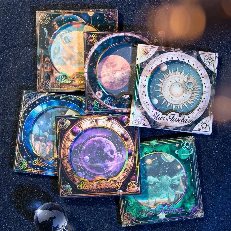 30Pieces Fantasy Base Moon Phase Notebooks Background Decoration Writing Handbook Scrapbook 130*110mm Material Paper Star