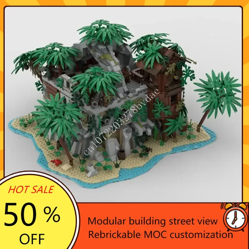 2381PCS Pirate Rock MOC Creative street view Model Custom Puzzles Architecture Education DIY Education Assembly Model Toys Gifts