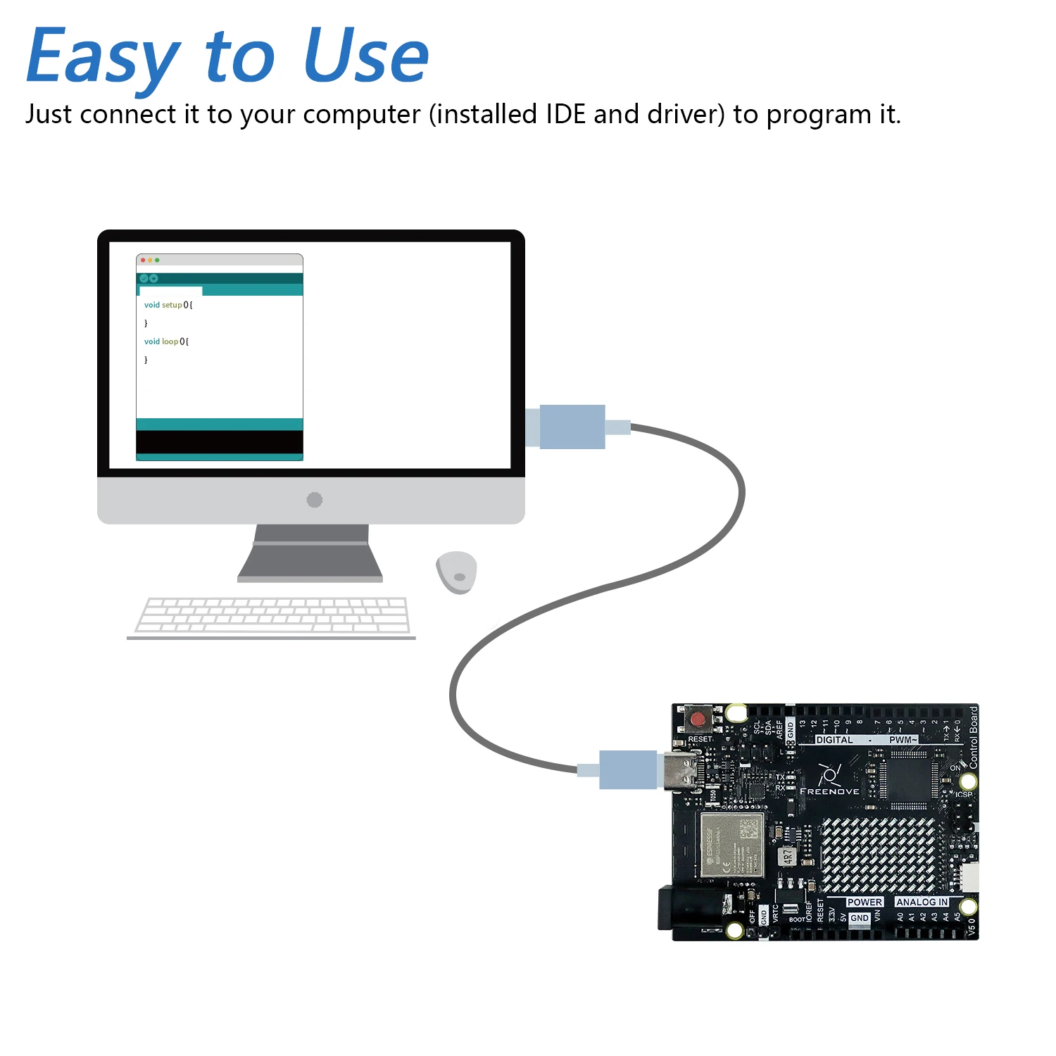 Freenove Control Board V5 for Arduino UNO R4 WiFi Mini, Arm Cortex-M4, Onboard ESP32-S3, LED matrix, USB-C, Tutorial Code